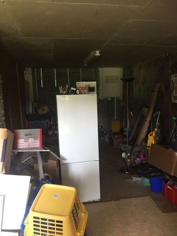 Inside the former garage